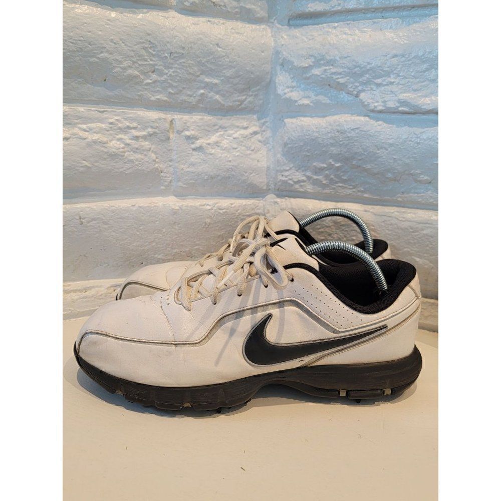 Nike Shoes Mens 11.5 W Senior 12 Golf Shoes 424901-101 Black White Leather - Picture 2 of 8